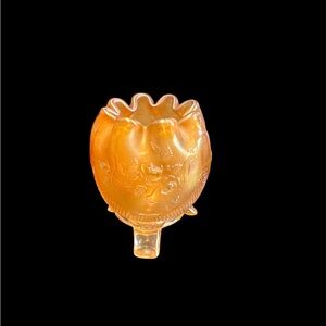 Vintage Northwood Fine Cut & Roses marigold carnival glass rose bowl